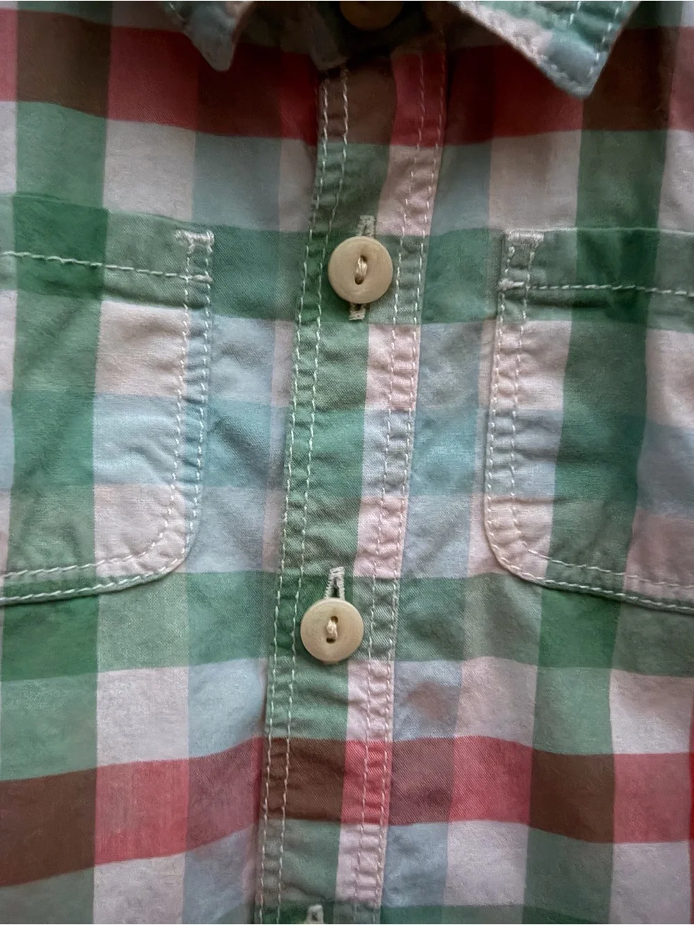 Baby Gap Plaid Button Front Shirt 18-24 Months Coral Green Blue